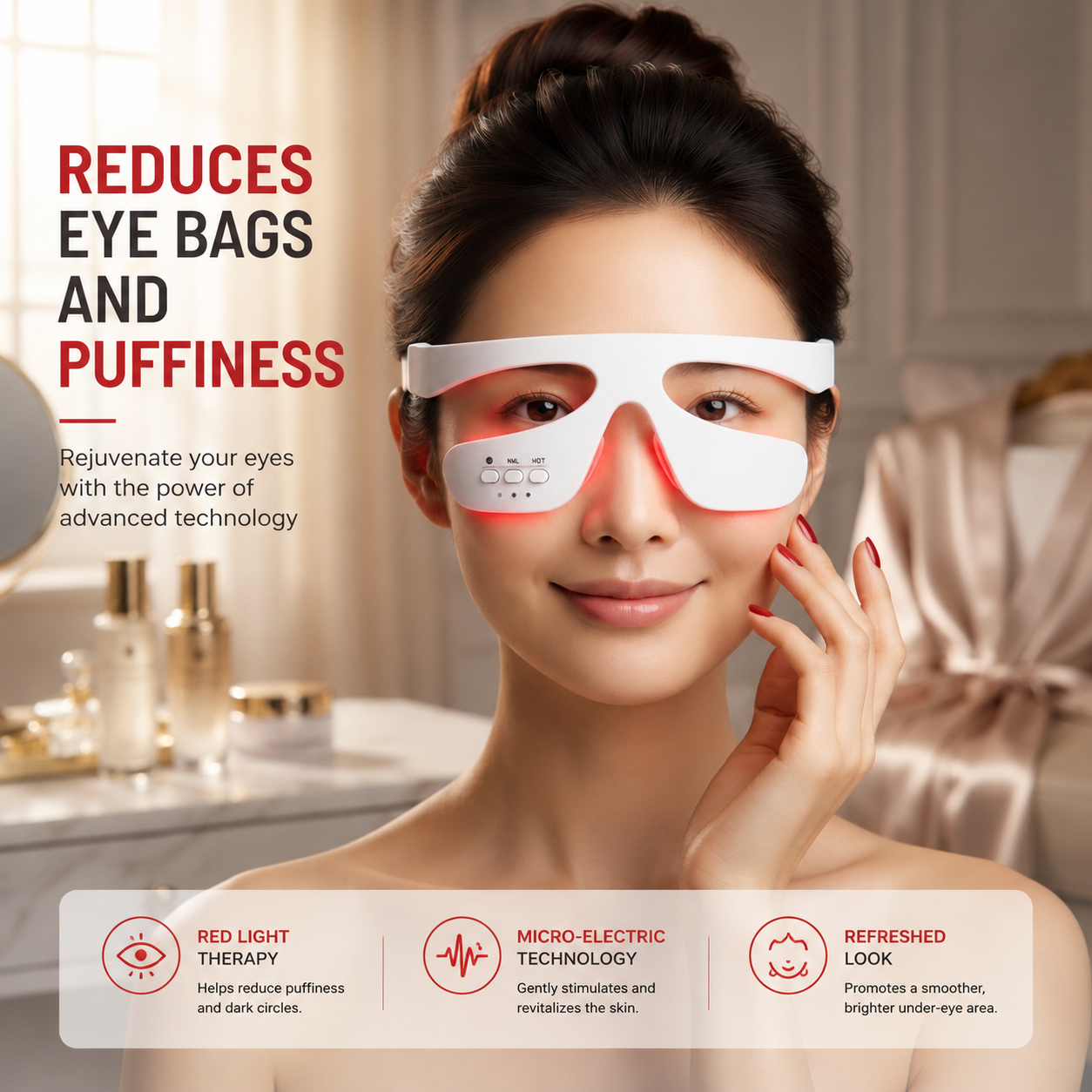 3D Eye Massager – Red Light Therapy for Dark Circles & Puffiness